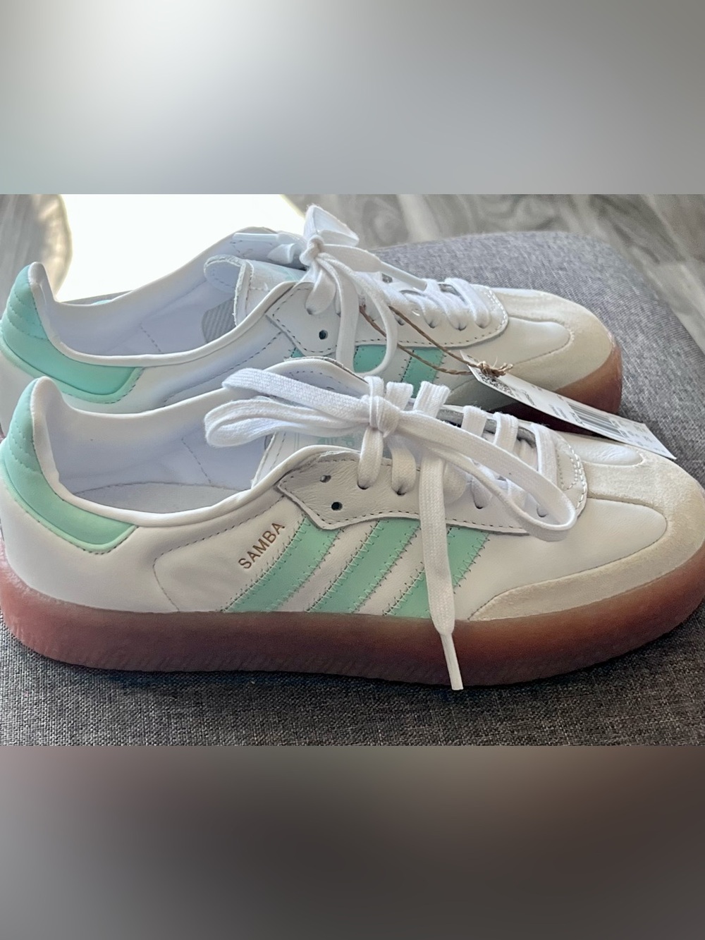 Adidas Originals Samba Sneakers White Mint with Gum Sole - Big Kids - Picture 6 of 7